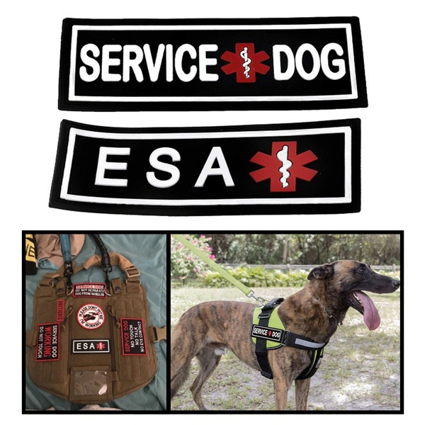 Service Dog Patches ESA Badge Patches for Dog Vest Harness Backpack PVC  Badge Fastener Hook & Loop Emblem